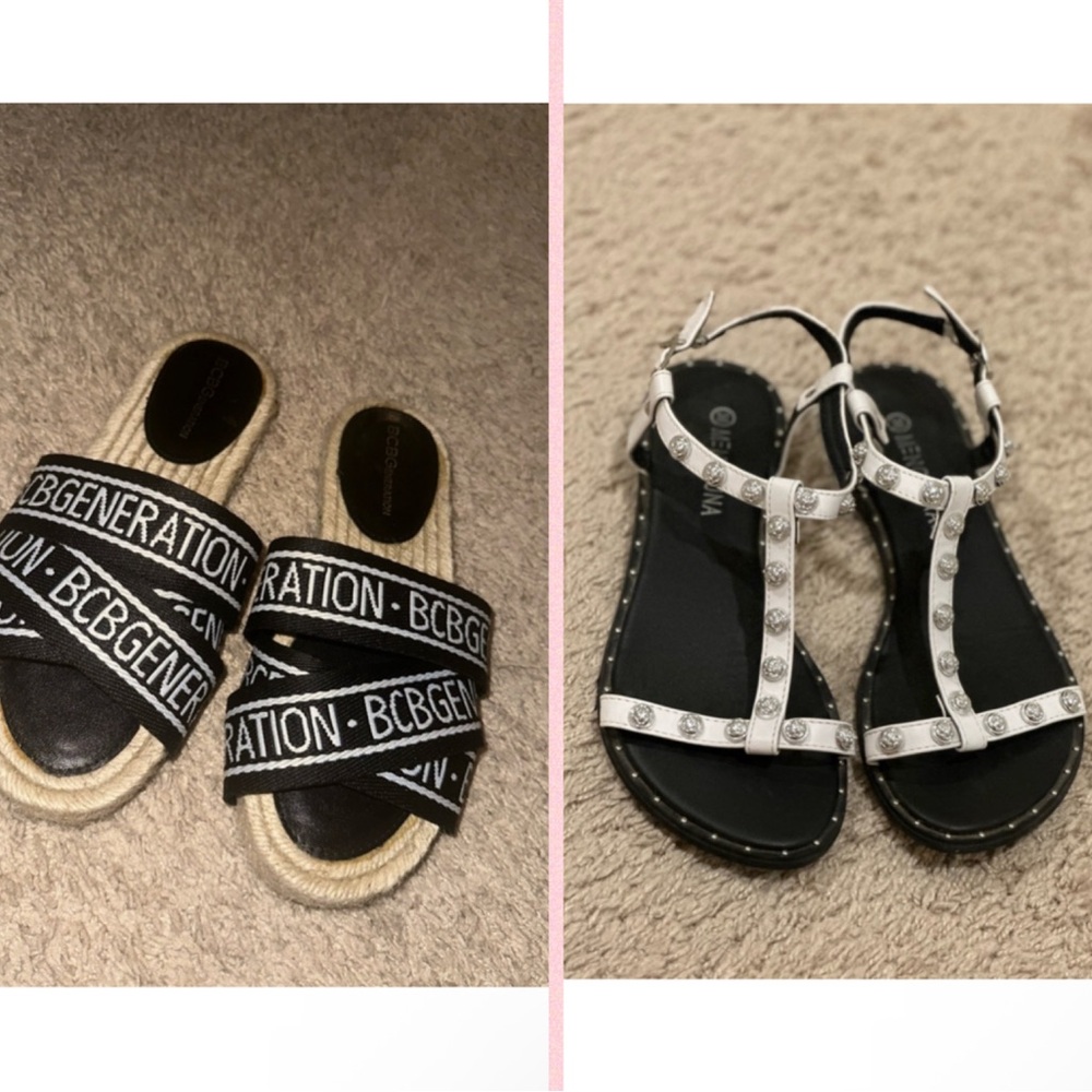 Bundle of two pair of shoes White studded Sandals and sliders